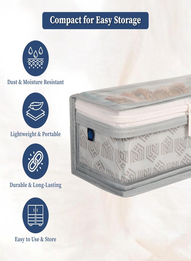 HomeStrap Non-Woven Single Rod Bangle Box with Transparent Top | Waterproof, Dustproof Organizer for Bangles, Chudis, Bracelets, Watches & Jewellery | Compact Storage Organizer | Grey | Pack of 1 - Image 3